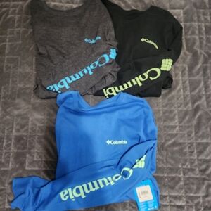 Columbia Trio Long Sleeve Shirts in Black, Gray & Blue Men's Long Sleeve Large